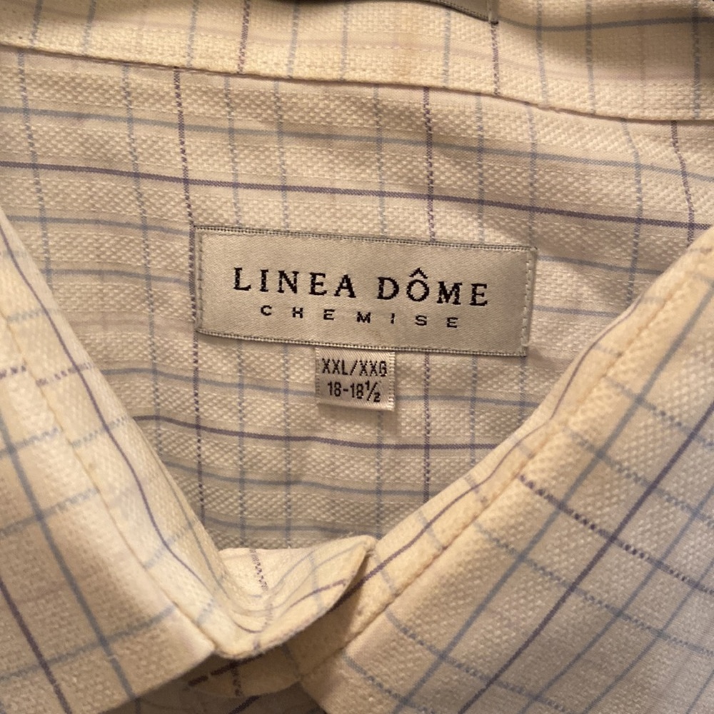White and blue windowpane dress shirt (French Cuff) - Picture 3 of 4